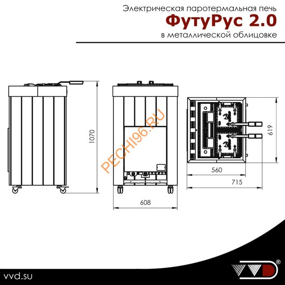 Электрическая паротермальная печь ФутуРус 2.0 10 кВт, металл Black Электрическая паротермальная печь ФутуРус 2.0 10 кВт, металл Black