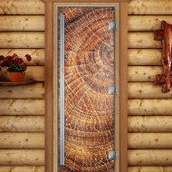 Дверь стеклянная DoorWood «Престиж», 700х1900мм, с фотопечатью «Текстура дерева»