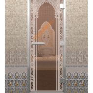 Дверь стеклянная DoorWood Хамам «Восточная арка» бронза, 2000х800 мм
