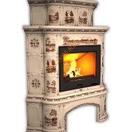 Печь-камин КимрПечь Прованс угловой двухъярусный Деревня с дровником