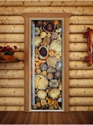 Дверь стеклянная DoorWood «Престиж», 800х2000мм, с фотопечатью «Хвойный микс»