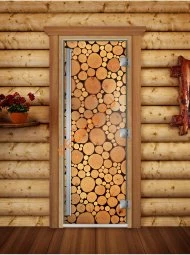 Дверь стеклянная DoorWood «Престиж», 800х2000мм, с фотопечатью «Сосна»