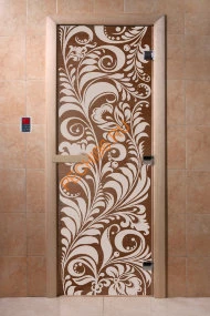 Дверь стеклянная DoorWood «Хохлома бронза», 1800х700 мм