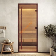 Дверь стеклянная DoorWood Хамам АРТ Wood 52 прозрачная