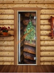 Дверь стеклянная DoorWood «Престиж», 700х1900мм, с фотопечатью «Крепкий пар» Дверь стеклянная DoorWood «Престиж», 700х1900мм, с фотопечатью «Крепкий пар»