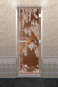 Дверь стеклянная DoorWood Хамам «Березка» бронза, 2000х800 мм