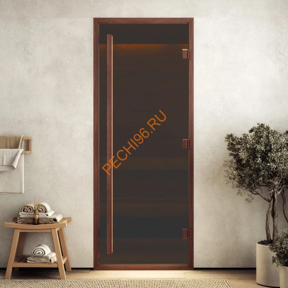 Дверь стеклянная DoorWood Хамам АРТ Wood 50 бронза матовая