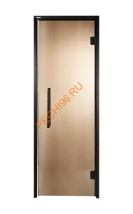 Дверь стеклянная Grandis GS 7х19-B-S-Bl коробка алюминий Diamond Black, ручка Термоабаш