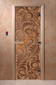 Дверь стеклянная DoorWood «Хохлома бронза матовая», 1800х800 мм