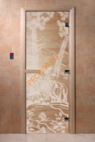 Дверь стеклянная DoorWood «Мишки в лесу прозрачная», 1800х600 мм