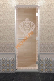 Дверь стеклянная DoorWood Хамам «Версаче» прозрачная, 2000х800 мм