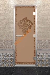 Дверь стеклянная DoorWood Хамам «Версаче» бронза матовая, 1900х700 мм