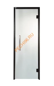 Дверь стеклянная Grandis GS 7х19-M1-S-Bl коробка алюминий Diamond Black, ручка Термоабаш