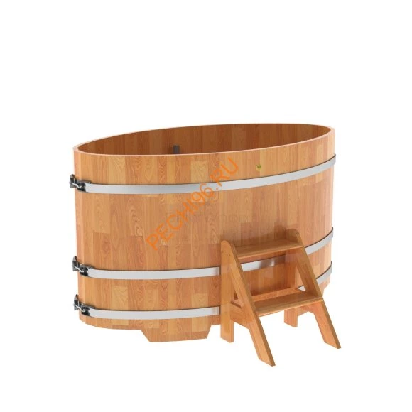 Купель для бани BentWood овальная из сращённой лиственницы, 0,92х1,66 м