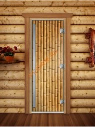 Дверь стеклянная DoorWood «Престиж», 800х2000мм, с фотопечатью «Бамбук»