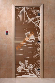 Дверь стеклянная DoorWood «Голубая лагуна бронза», 1800х800 мм