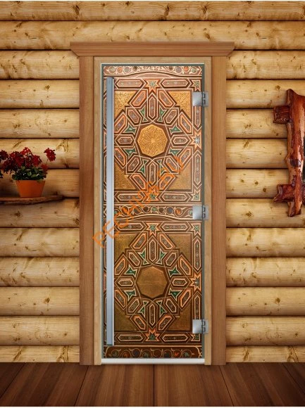 Дверь стеклянная DoorWood «Престиж», 700х1900мм, с фотопечатью «Восточный узор»