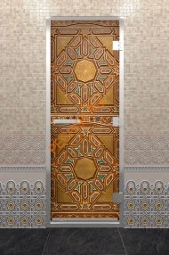 Дверь стеклянная DoorWood Хамам с фотопечатью «Восточный узор», 2000х800 мм