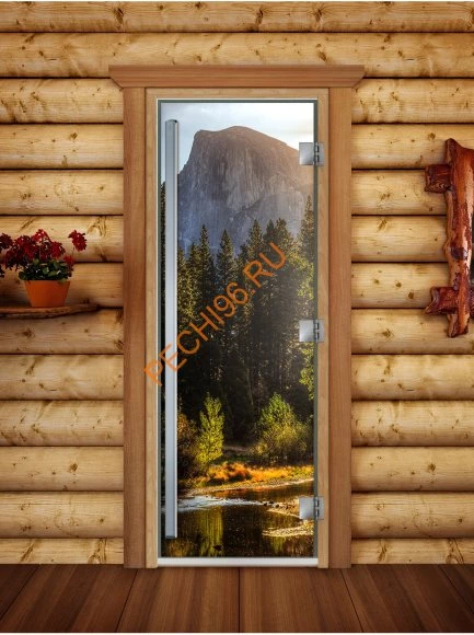 Дверь стеклянная DoorWood «Престиж», 700х1900мм, с фотопечатью «Древний Урал»