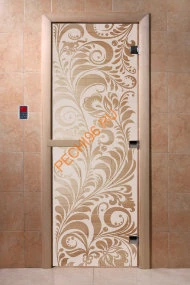 Дверь стеклянная DoorWood «Хохлома сатин», 2000х600 мм