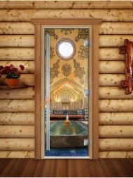 Дверь стеклянная DoorWood «Престиж», 800х2000мм, с фотопечатью «Фонтан»
