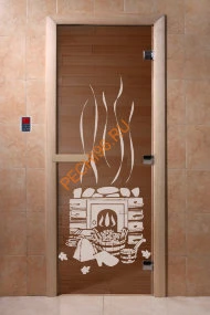 Дверь стеклянная DoorWood «Банька бронза», 1800х800 мм