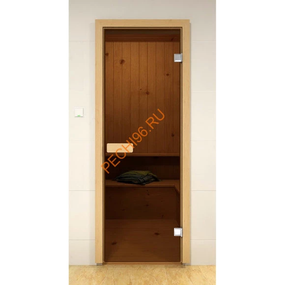 Дверь стеклянная SAUNA MARKET «бронза» коробка сосна