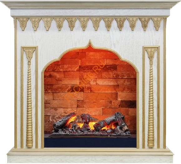 Электрокамин Dimplex Abu-Dabi с очагом Cassette 600 NH белый дуб патина золото