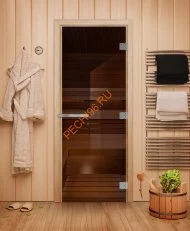 Дверь стеклянная DoorWood Эталон, 1900х700 мм, стекло бронза 10 мм