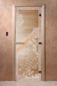 Дверь стеклянная DoorWood «Банька в лесу прозрачная», 2000х600 мм