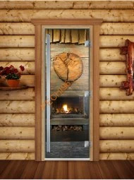 Дверь стеклянная DoorWood «Престиж», 800х2000мм, с фотопечатью «Огонек в печи»