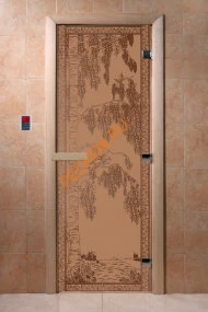 Дверь стеклянная DoorWood «Березка бронза матовая», 1800х600 мм
