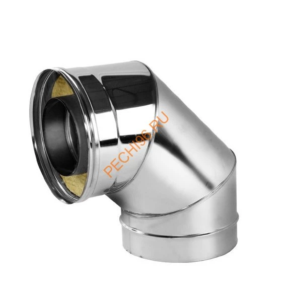 Сэндвич-отвод ВУЛКАН Z50R, 90 гр, нержавейка AISI 321/оцинковка, d 120/220 мм