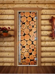 Дверь стеклянная DoorWood «Престиж», 800х2000мм, с фотопечатью «Пихта»