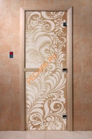 Дверь стеклянная DoorWood «Хохлома прозрачная», 1900х700 мм