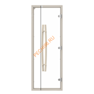 Дверь стеклянная Sawo «прозрачная» 741-4SCА-1 7/19, коробка осина, с порогом