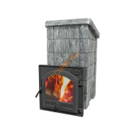 Печь банная Сударушка Семейная РК чугунная дверь панорамное стекло талькохлорит без фасок