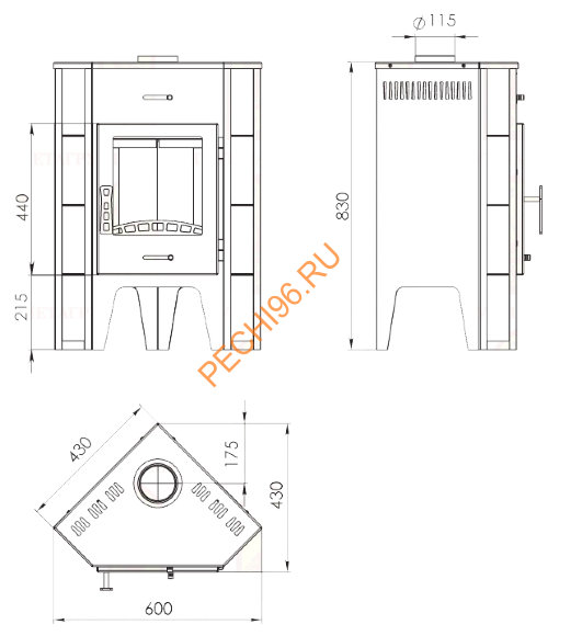 Печь-камин Мета Пехорка 6 угловая