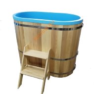 Купель для бани ExpertSaun овальная из кедра с пластиковой вставкой, h 1200мм