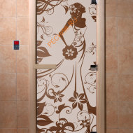 Дверь стеклянная DoorWood «Девушка в цветах бронза матовая», 1900х800 мм