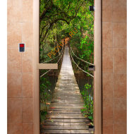 Дверь стеклянная DoorWood с фотопечатью «Подвесной мост»