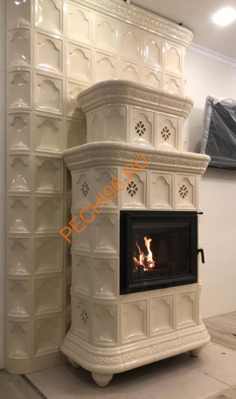 Печь-камин КимрПечь Истра пристенный двухъярусный Ваниль