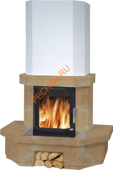 Печь-камин ABX Derby Supra, с облицовкой песчаник