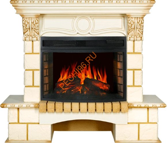 Электрокамин Royal Flame Pierre Luxe слоновая кость с очагом Dioramic 25 LED FX