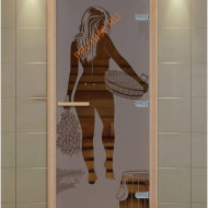 Дверь стеклянная ALDO NEW «Банщица» коробка бук с порогом