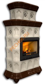 Печь-камин КимрПечь Истра пристенный двухъярусный Шоколад