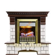 Электрокамин Dimplex Pierre Luxe с очагом Danville Antique Brass FB2 темный дуб/ белый