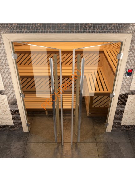 Дверь стеклянная DoorWood «Престиж» двустворчатая, прозрачная