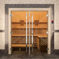 Дверь стеклянная DoorWood «Престиж» двустворчатая, прозрачная