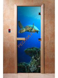 Дверь стеклянная DoorWood с фотопечатью «На глубине»